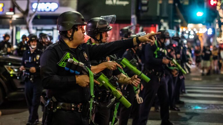 Police News – LAPD Tactics Criticized as Police Use Projectiles to Disperse Rams Fans Downtown
