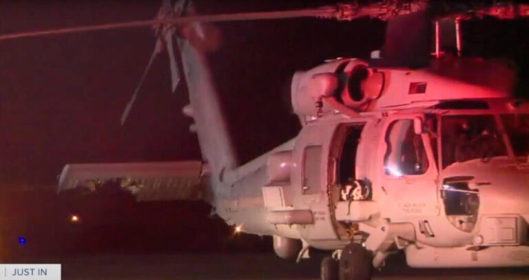 Navy Helicopter Collides with Firefighting Helicopter, Both Land Safely