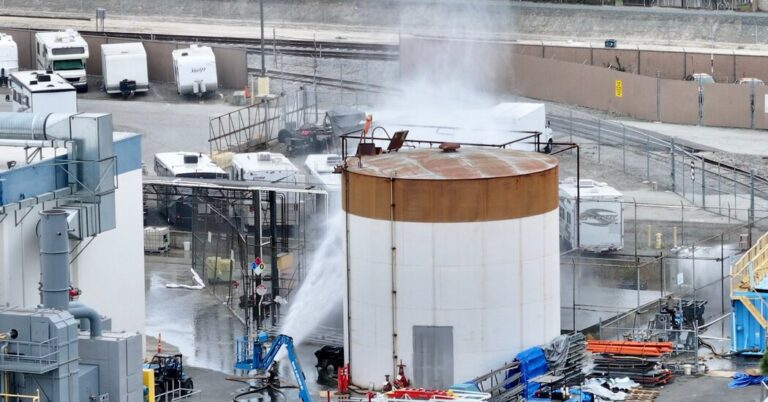 Leaking chemical tank at aerospace production facility in Garden Grove California